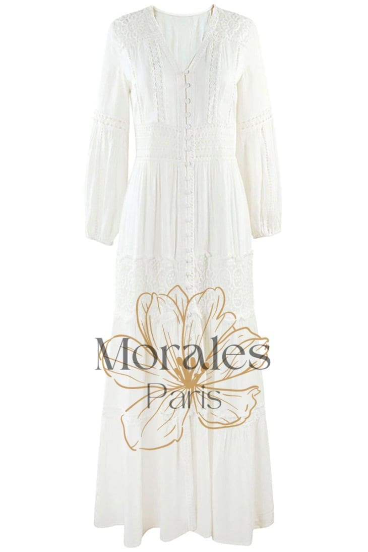 Robe de Mariage Bohème Blanche en Dentelle – Aliénor - Image 7