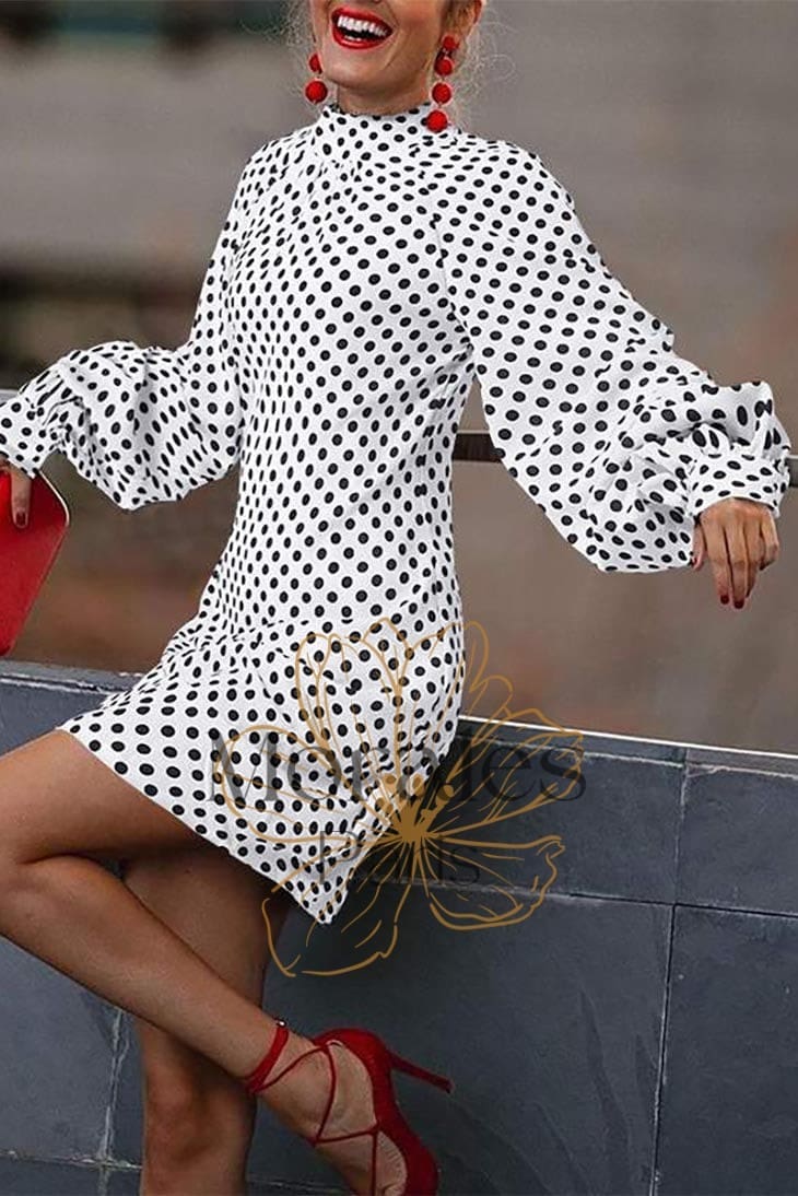 Robe Bohème Courte à Pois et à Manches Longues – Léonie - Image 3