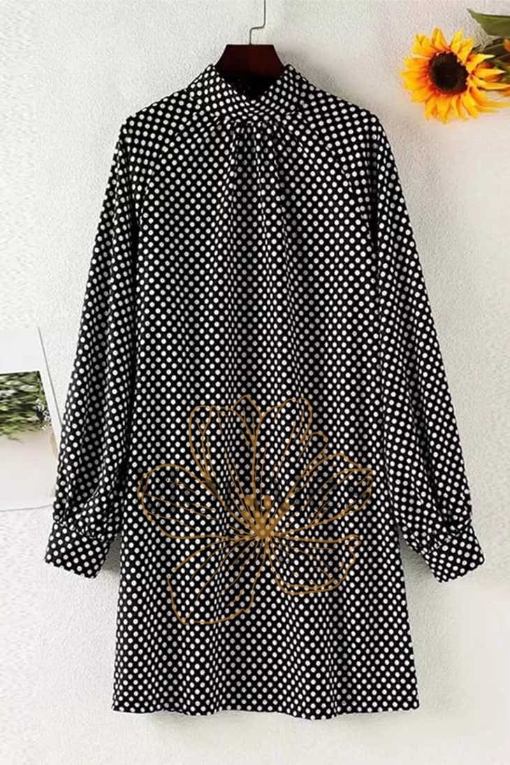 Robe Bohème Courte à Pois et à Manches Longues – Léonie - Image 5