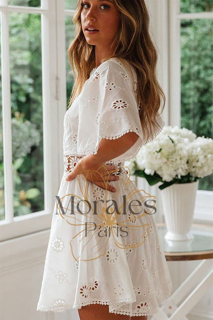 Robe Bohème Blanche à Manches Evasées – Terra - Image 4