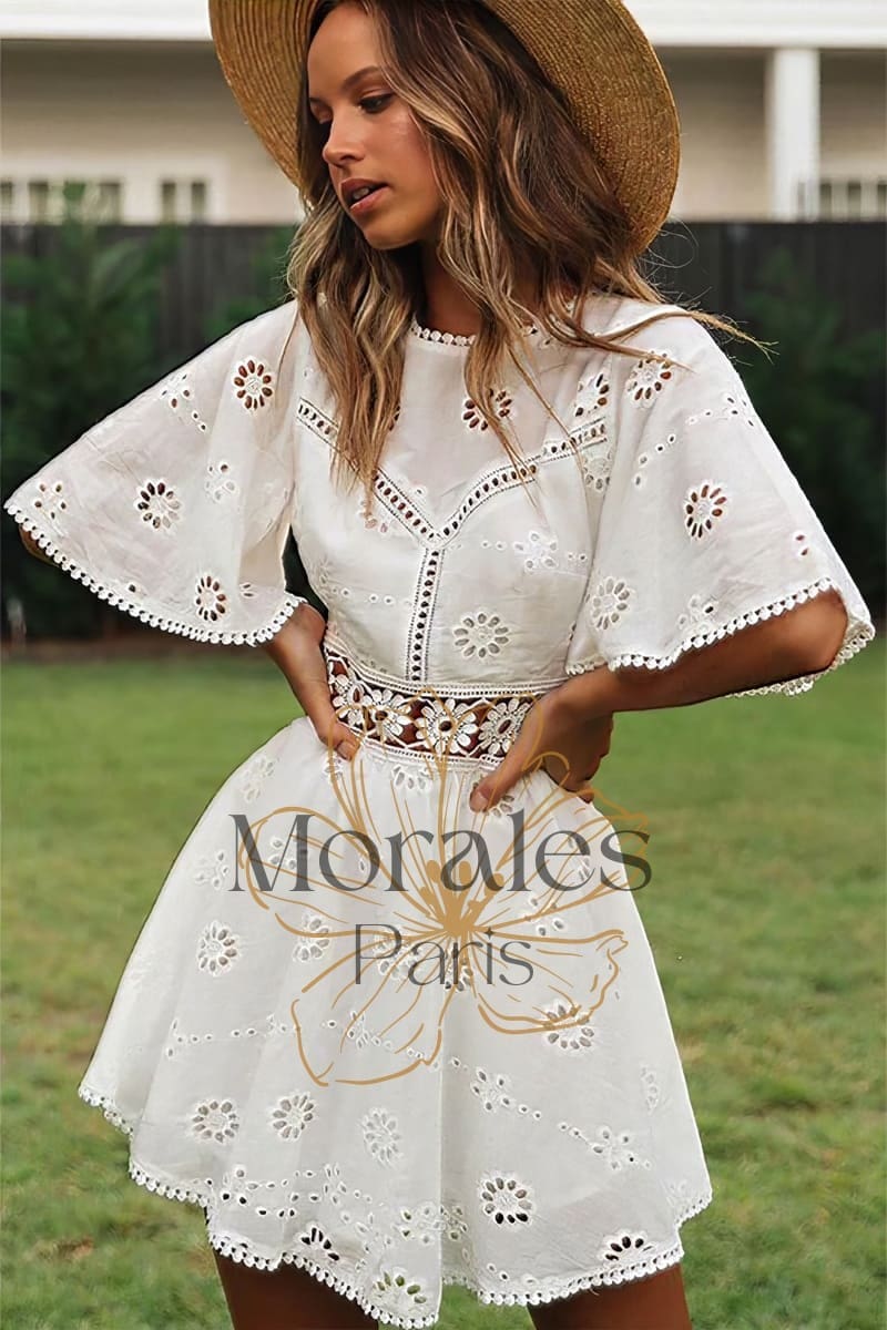 Robe Bohème Blanche à Manches Evasées – Terra - Image 2