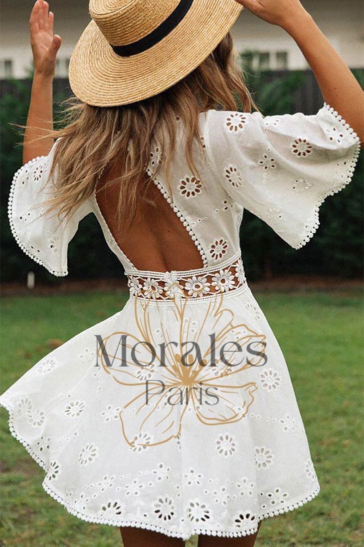 Robe Bohème Blanche à Manches Evasées – Terra - Image 5