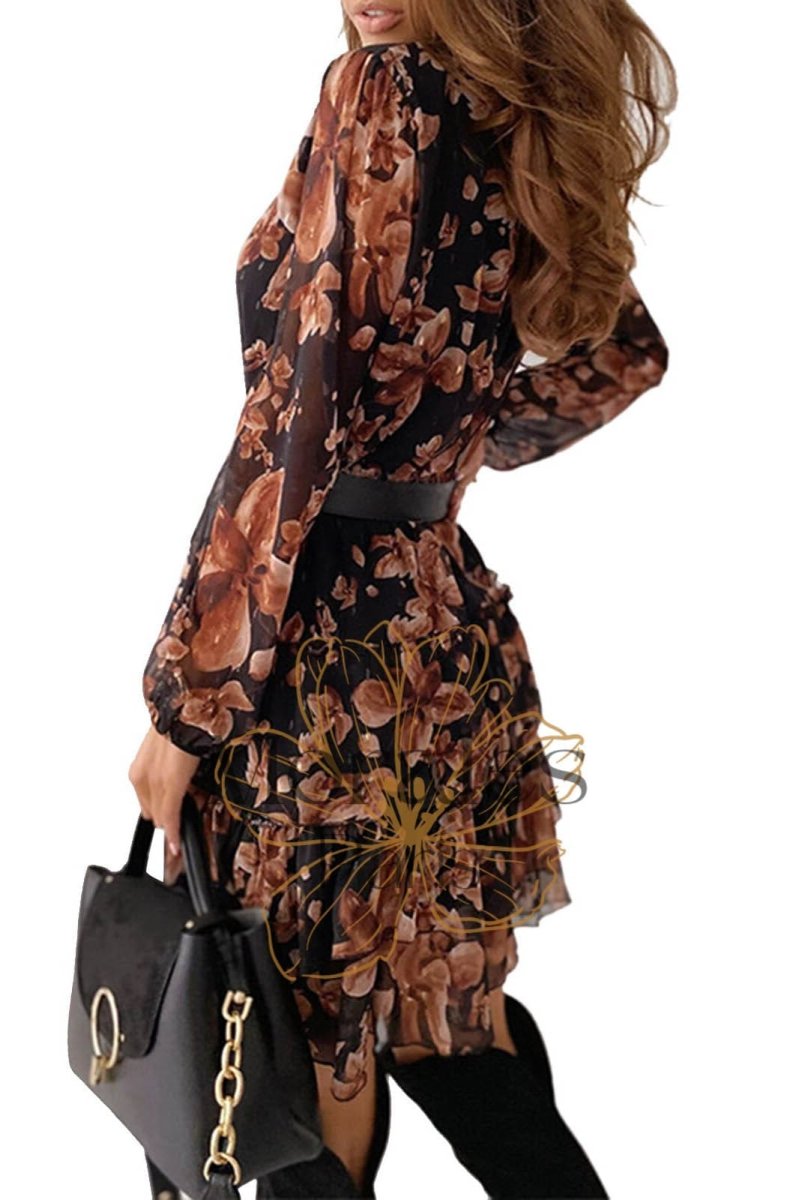 Robe Bohème Bleue à Fleurs Rouges – Agnès – Image 3