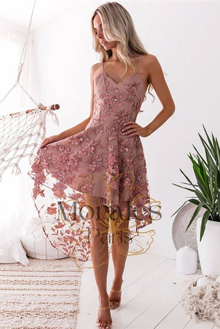 Robe Bohème Chic Dentelle Rose – Emma – Image 4