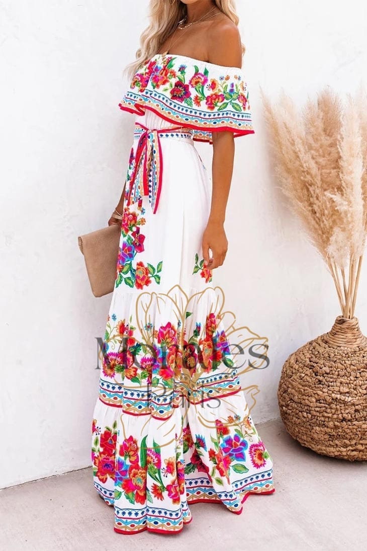 Robe Bohème à Col Bateau – Léa - Image 5