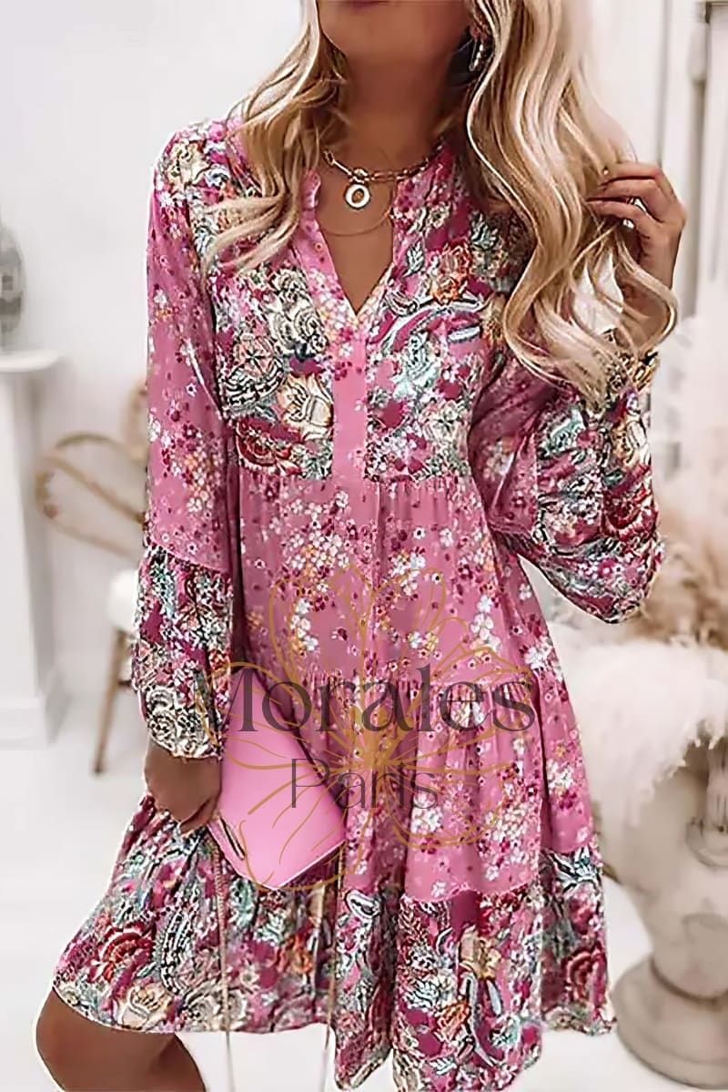 Robe Bohème Courte à Manches Longues – Adélaïde - Image 4