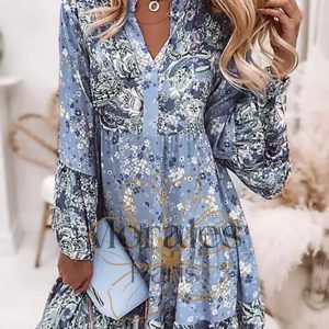 Robe Bohème Courte à Manches Longues – Adélaïde