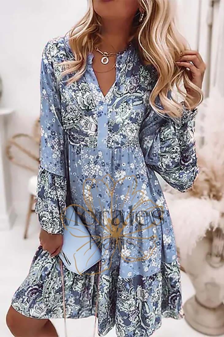 Robe Bohème Courte à Manches Longues – Adélaïde - Image 2