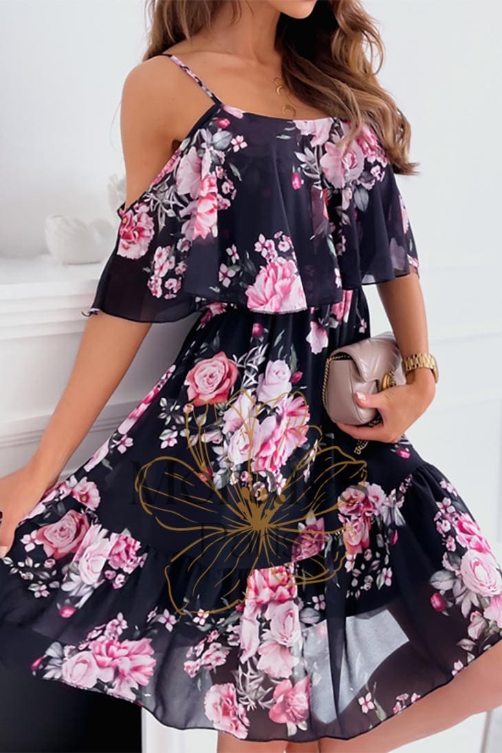 Robe Bohème Fleurie Courte – Baie – Image 6