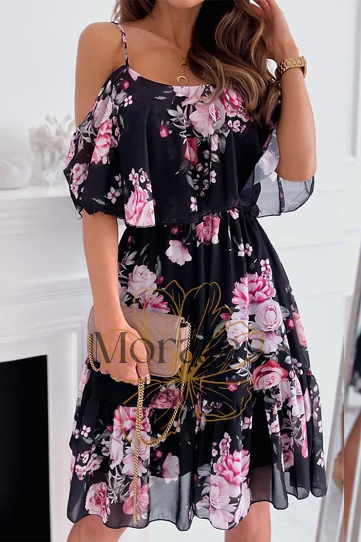 Robe Bohème Fleurie Courte – Baie – Image 3