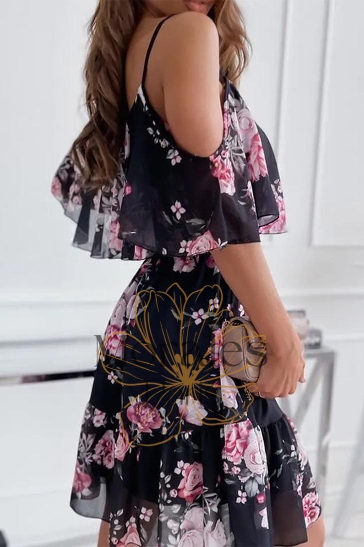 Robe Bohème Fleurie Courte – Baie – Image 8