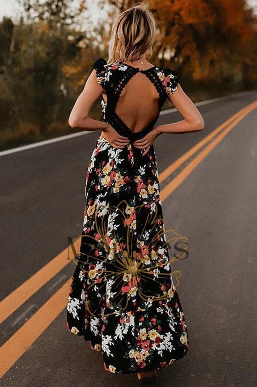 Robe Bohème Fleurie Dos Nu – Hermance – Image 2