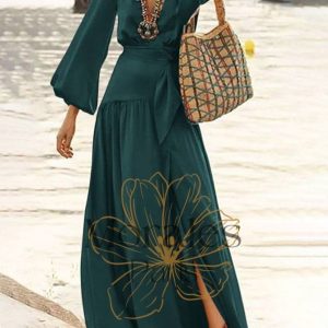 Robe Bohème Longue Vert Emeraude – Lucrèce