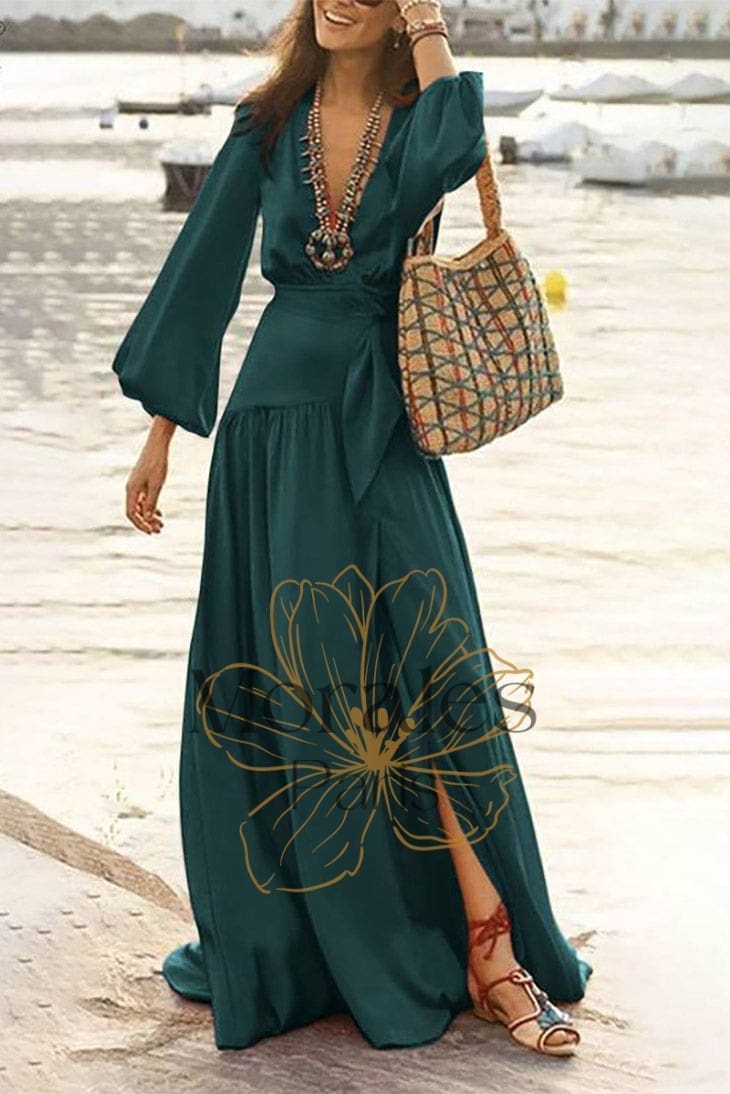 Robe Bohème Longue Vert Emeraude – Lucrèce