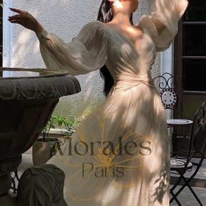 Robe Bohème Plissée Beige – Honorine