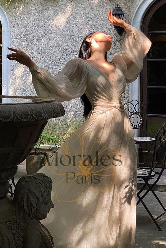 Robe Bohème Plissée Beige – Honorine