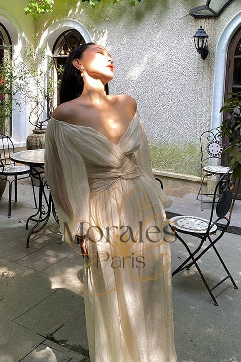 Robe Bohème Plissée Beige – Honorine – Image 5