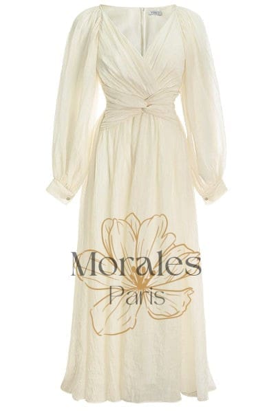 Robe Bohème Plissée Beige – Honorine – Image 7