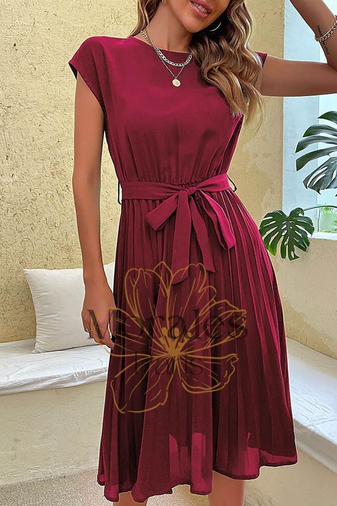 Robe Bohème Plissée Unie – Swann – Image 9