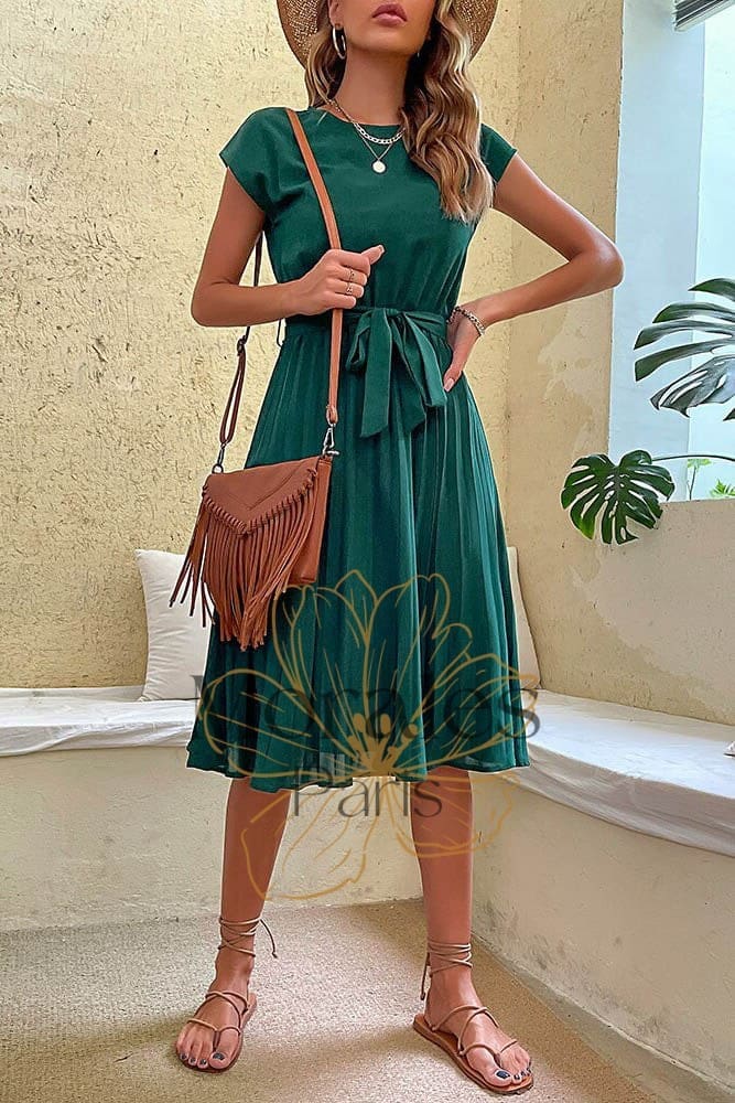 Robe Bohème Plissée Unie – Swann