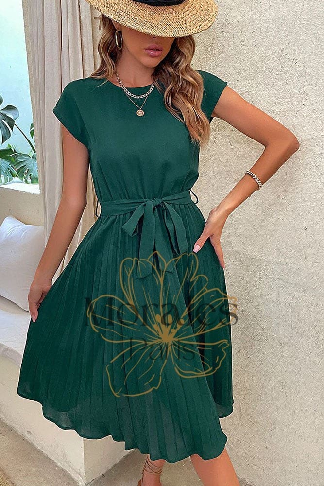 Robe Bohème Plissée Unie – Swann – Image 5