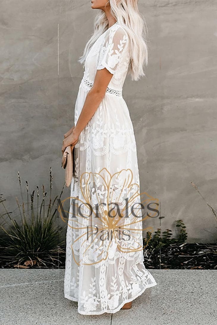 Robe Longue Blanche Bohème Chic - Image 3