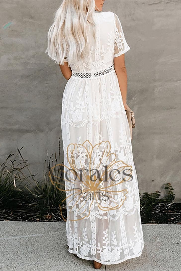 Robe Longue Blanche Bohème Chic - Image 4