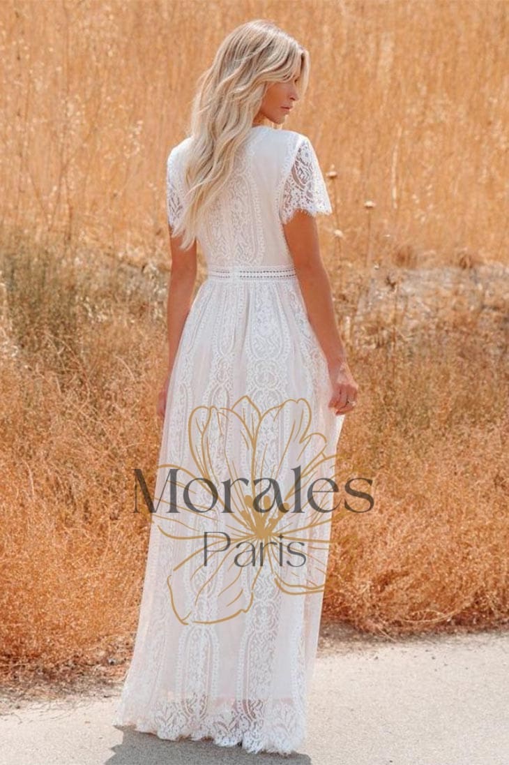 Robe Longue Bohème Blanche en Dentelle – Alba - Image 4