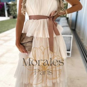 Robe Longue Bohème Ivoire à Volants – Nine