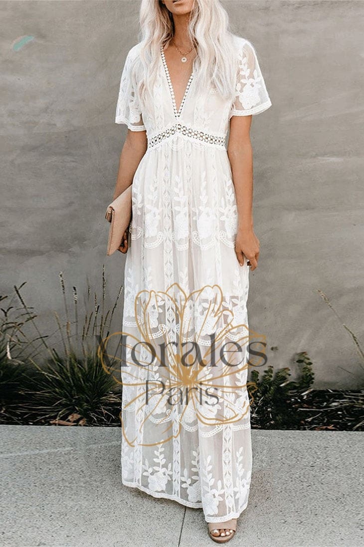 Robe Longue Bohème Noire en Dentelle – Hanaé - Image 4