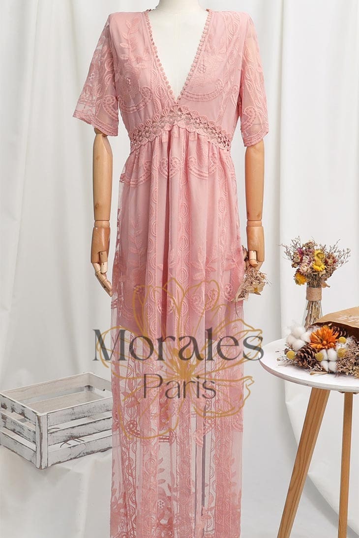 Robe Longue Bohème Noire en Dentelle – Hanaé - Image 7