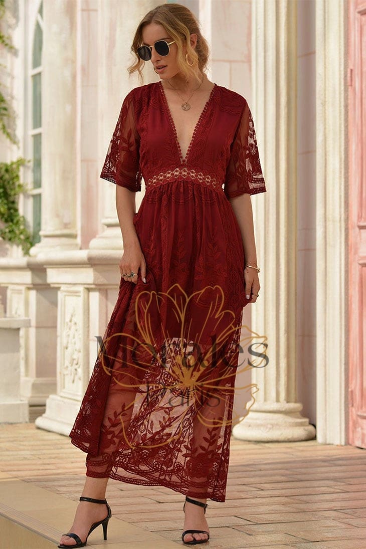 Robe Longue Bohème Noire en Dentelle – Hanaé - Image 6