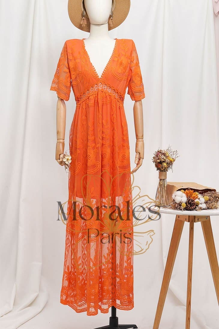 Robe Longue Bohème Noire en Dentelle – Hanaé - Image 8