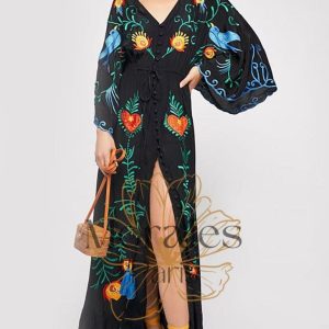 Robe Longue Col V Bohème – Ella