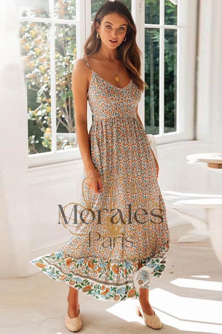 Robe Longue Bohème Coupe Empire – Suzanne