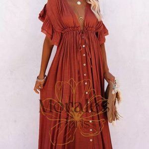 Robe Longue Terracotta Bohème – Dolorès