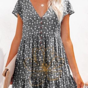 Robe à Motif Bohème Petites Fleurs – Cléophée