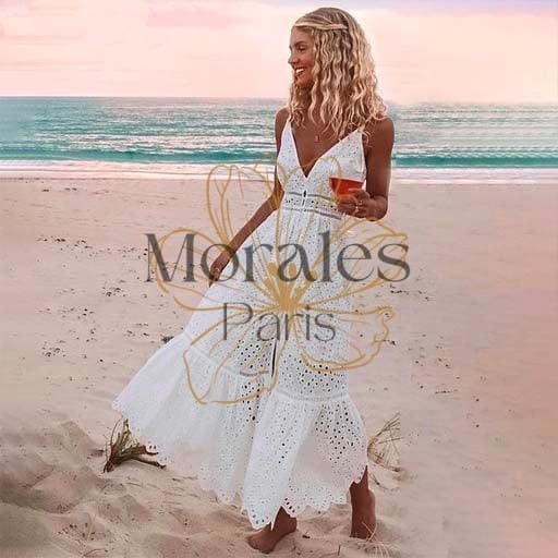 Robe Bohème Mariage Blanche en Dentelle – Image 4