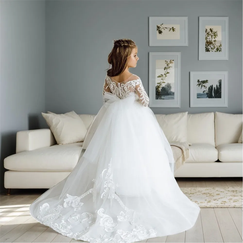 Robe demoiselle d’honneur blanche fille - Image 2