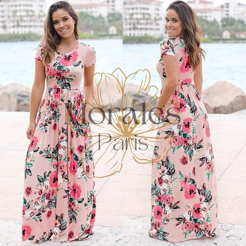 Robe Longue Bohème Rose Poudré – Image 4