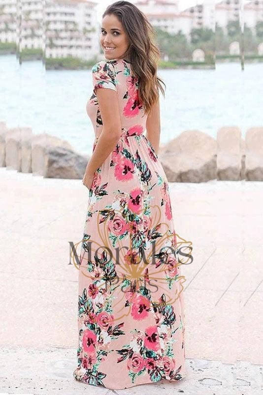 Robe Longue Bohème Rose Poudré – Image 3