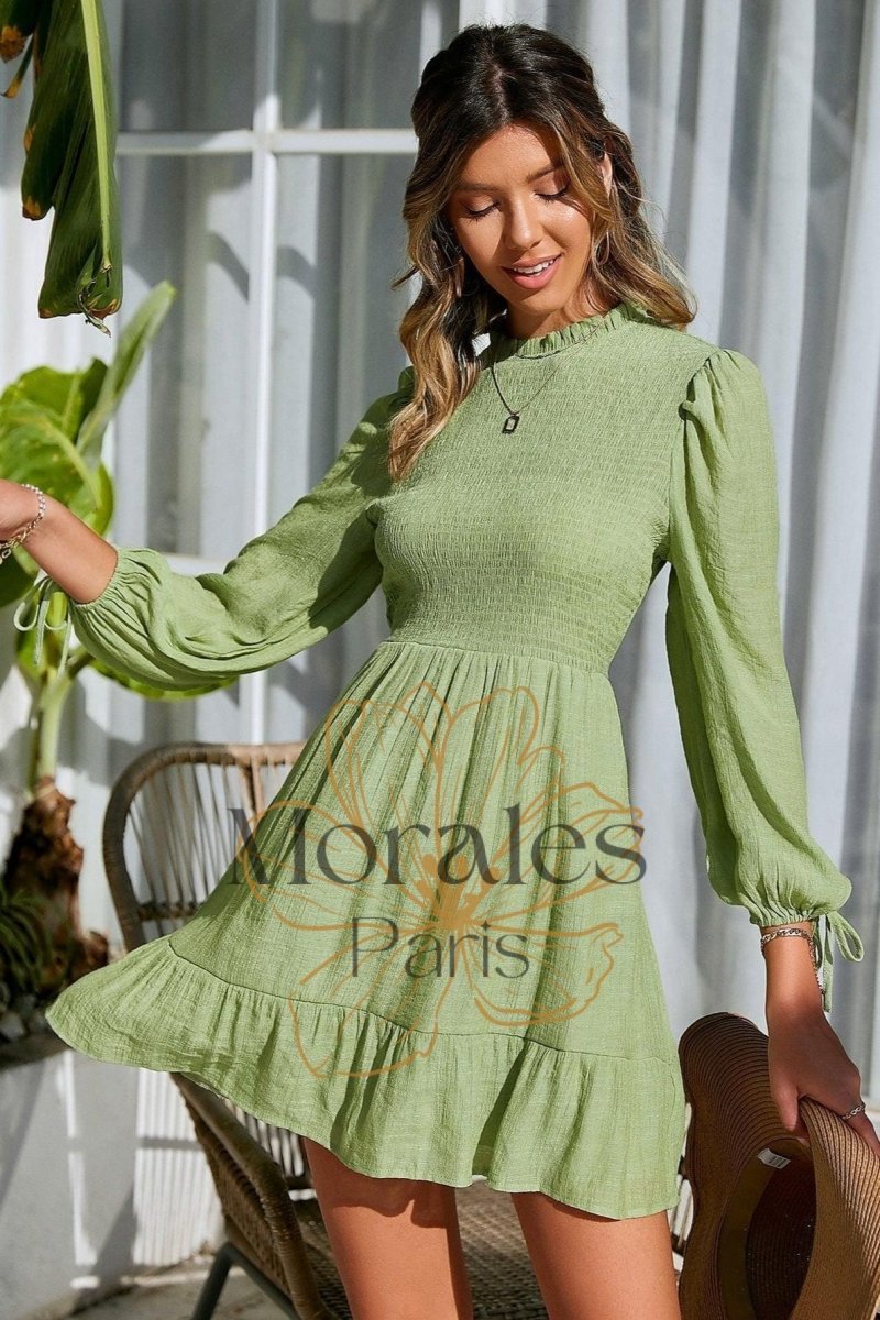 Robe Bohème Décontractée Vert Sauge - Image 4