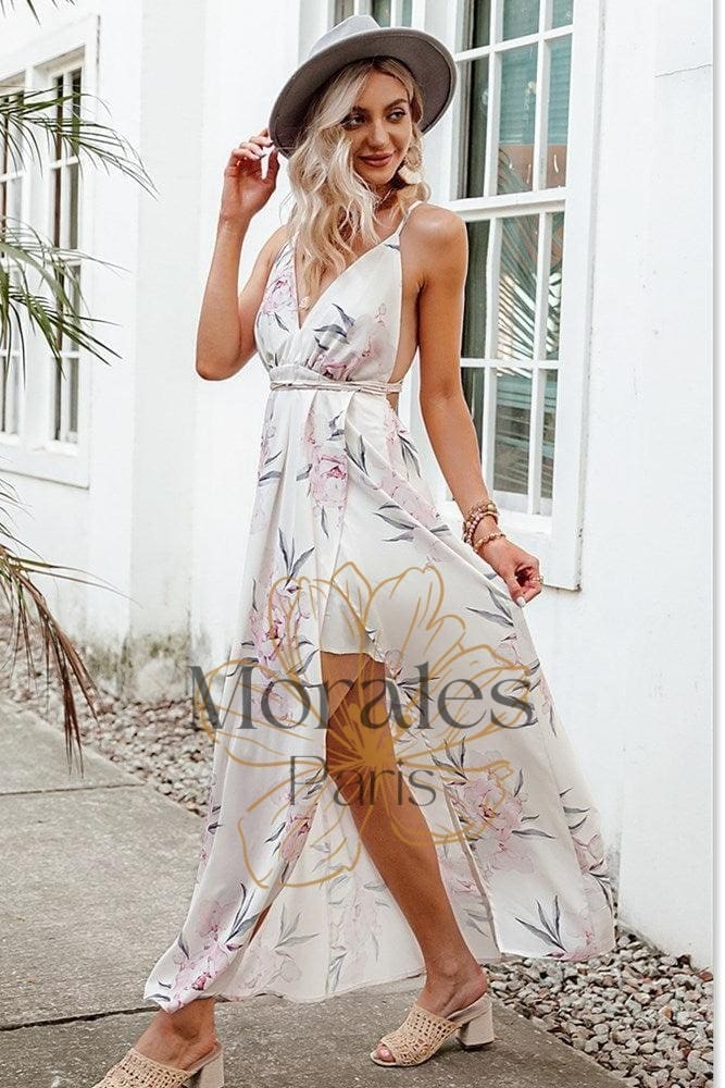 Robe Longue En Mousseline De Soie Blanche – Image 4
