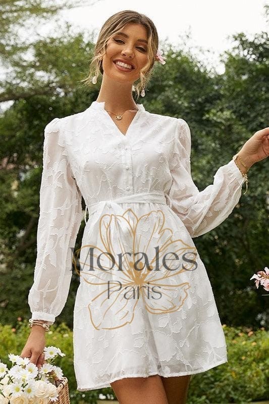 Robe De Cocktail Bohème Blanche – Image 4