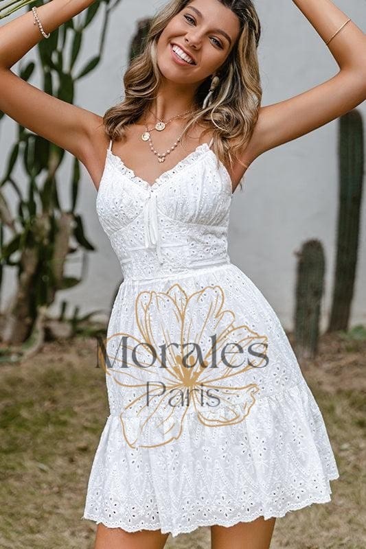 Robe Bohème Blanche Mini - Image 4