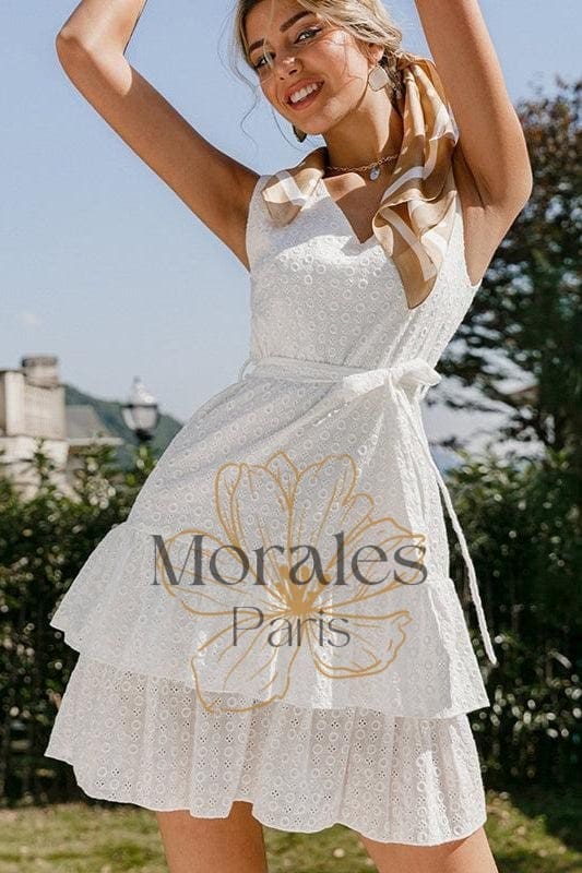 Mini Robe Blanche À Volants - Image 4