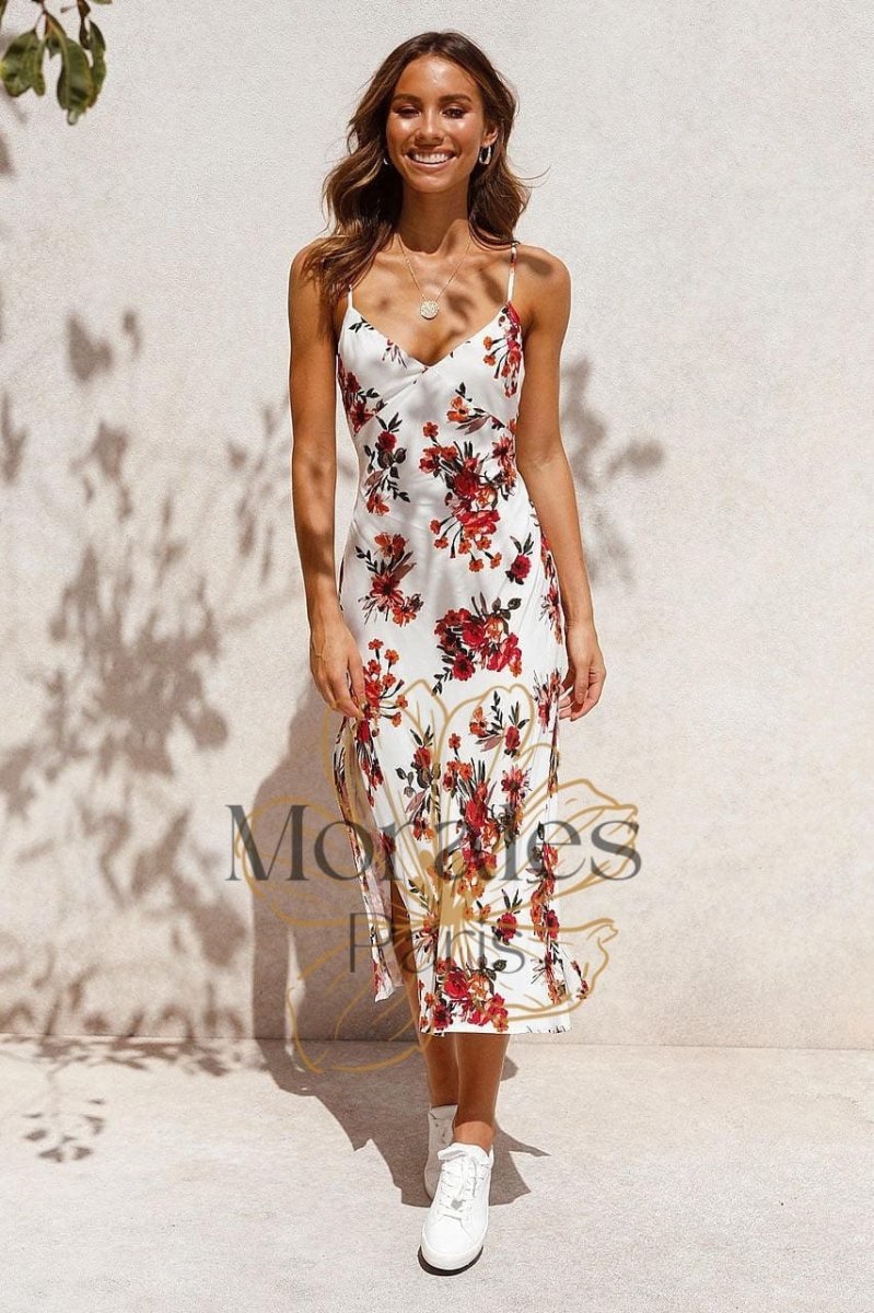 Robe Bohème Blanche À Bretelles Spaghetti - Image 4