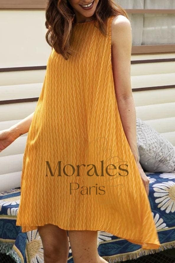 Robe Sans Manches Jaune Décontractée - Image 4