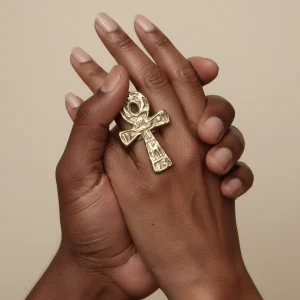 Bague Ankh en Bronze Martelé Brut