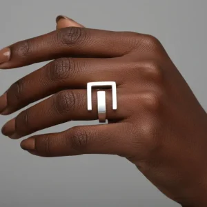 Bague Ptah Argent Massif Ajustable - Bijou Artisanal Sénégal